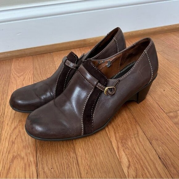 Naturalizer Brown Ankle Buckle Bootie Heel Stylish Dress Shoe Women’s Size 8 - Picture 1 of 10